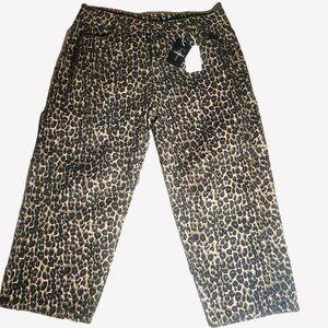 Flamingals Leopard Print Wide Leg Barrel Pants NWT Women's Plus - Size 4XL